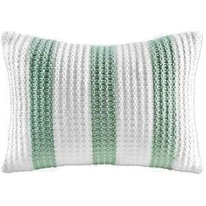 KAS Room Finley Throw Boudoir Pillow White Green Beach Summer Dorm Teen 13 x 18
